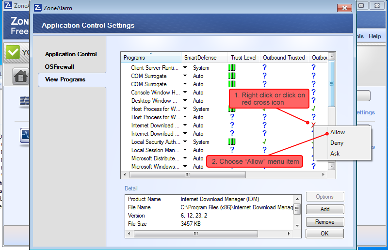 ZoneAlarm Security settings 4